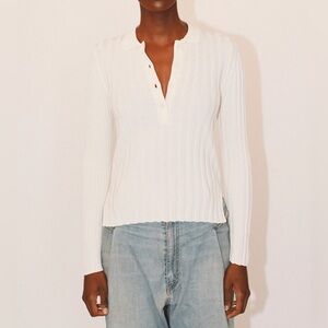 Eòlas Lottie Ribbed Collar Sweater in Organic Cotton - Cream